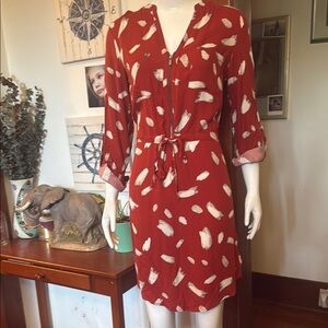 NWT apricot size XS  Red and White Patterned Women's Dress